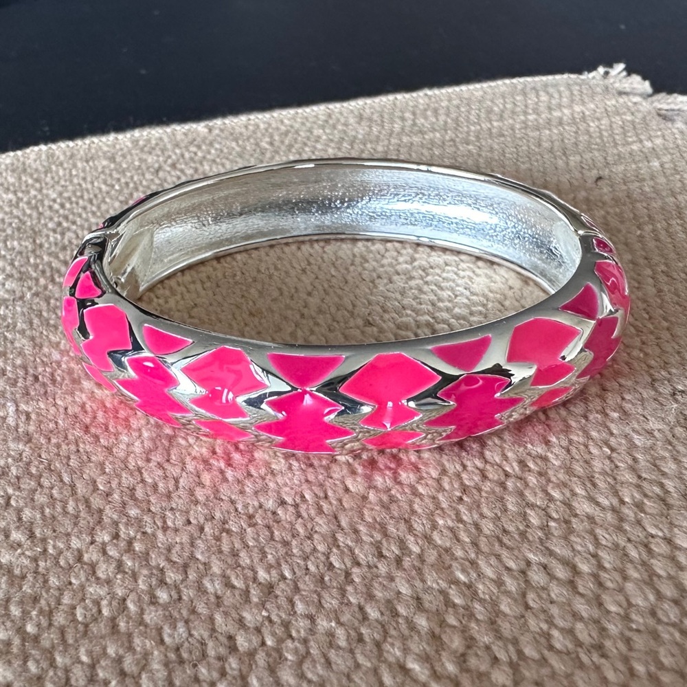 Apt 9 Enamel Bangle Boho bracelet silver & pink geometric pattern